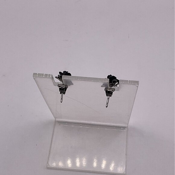 Black Rose Flower Stud Earrings - Picture 3 of 3